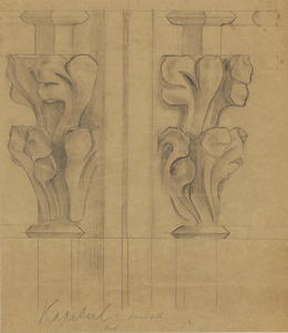 216976 Afbeeldingen van de bladlijst in de koorkapellen van de Domkerk te Utrecht.